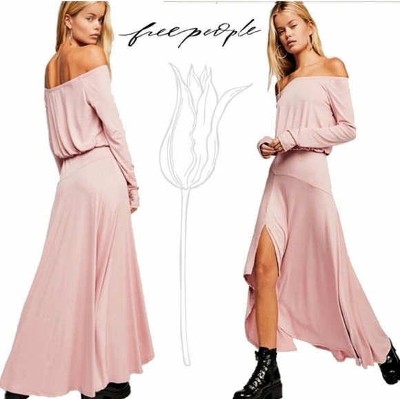 Free People Juptier Pink Off-Shoulder Maxi Dress - XS - Picture 2 of 10